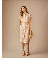 J.McLaughlin Lucinda Printed Point Collar Cap Sleeve Shift Dress