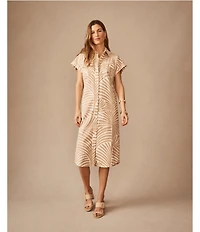 J.McLaughlin Lucinda Printed Point Collar Cap Sleeve Shift Dress