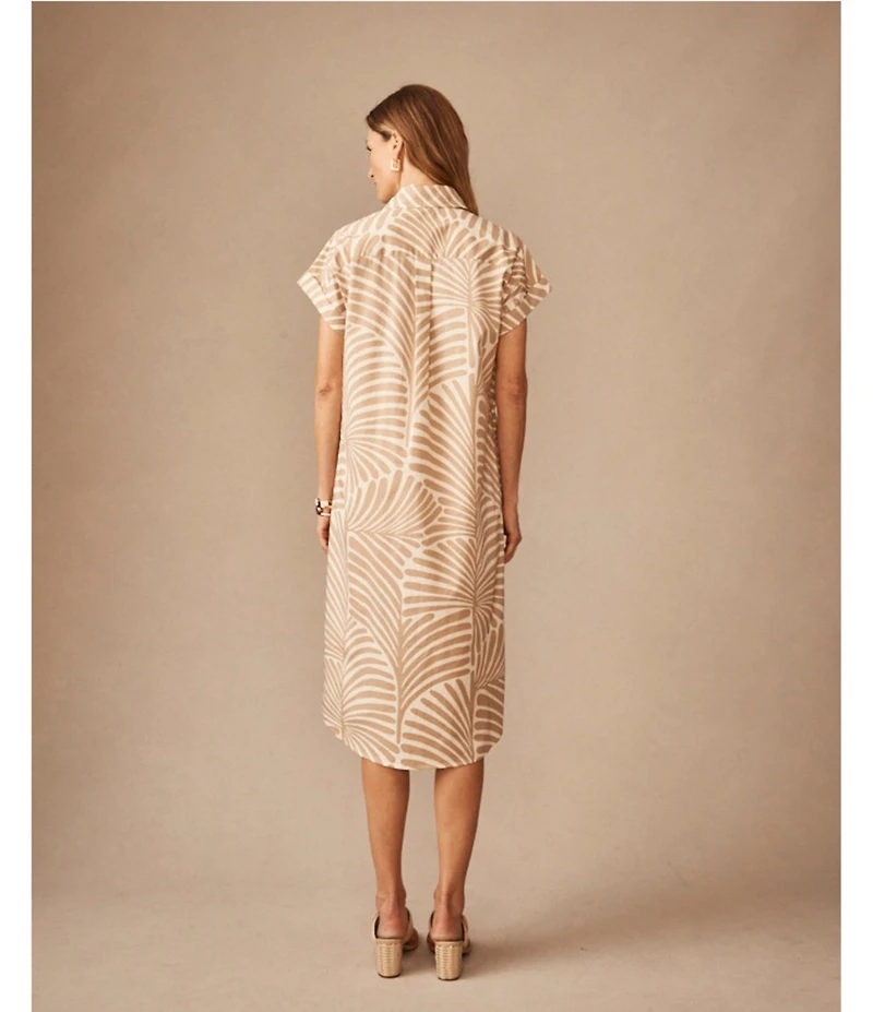 J.McLaughlin Lucinda Printed Point Collar Cap Sleeve Shift Dress