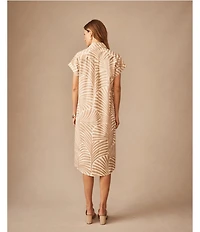 J.McLaughlin Lucinda Printed Point Collar Cap Sleeve Shift Dress