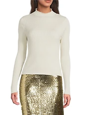 J.McLaughlin Maeve Metallic Ribbed Knit Mock Neck Bracelet Sleeve Sweater