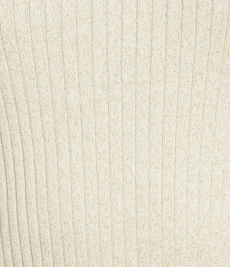 J.McLaughlin Maeve Metallic Ribbed Knit Mock Neck Bracelet Sleeve Sweater