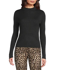 J.McLaughlin Maeve Metallic Ribbed Knit Mock Neck Bracelet Sleeve Sweater