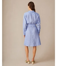 J.McLaughlin Mary Striped Shirt Collar Long Sleeve Tie Waist Shirt Dress
