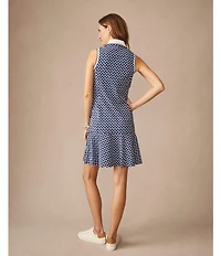 J.McLaughlin Merlin Printed Catalina Cloth Point Collar V-Neck Sleeveless Ruffle Dress