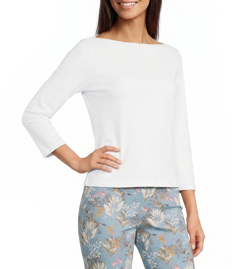J.McLaughlin Natasha Knit Boat Neck 3/4 Sleeve Top