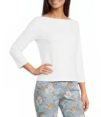 J.McLaughlin Natasha Knit Boat Neck 3/4 Sleeve Top