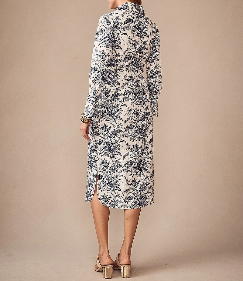 J.McLaughlin Orla Printed Shirt collar Long Sleeve Tie Waist Dress