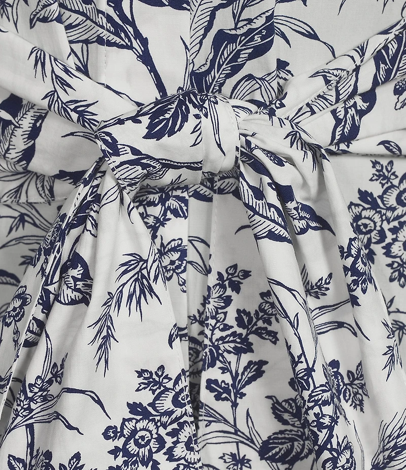 J.McLaughlin Orla Printed Shirt collar Long Sleeve Tie Waist Dress