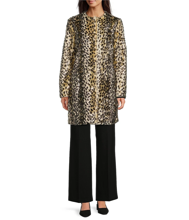 J.McLaughlin Pella Leopard Print Round Neck Long Sleeve Jacket
