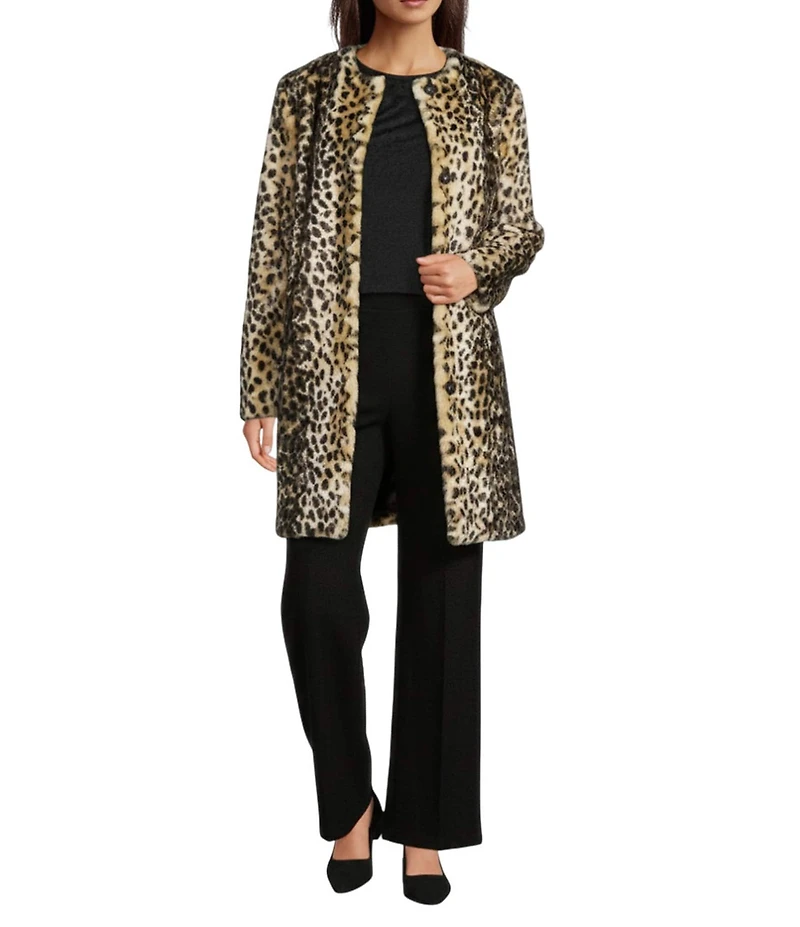 J.McLaughlin Pella Leopard Print Round Neck Long Sleeve Jacket