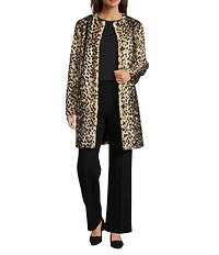 J.McLaughlin Pella Leopard Print Round Neck Long Sleeve Jacket