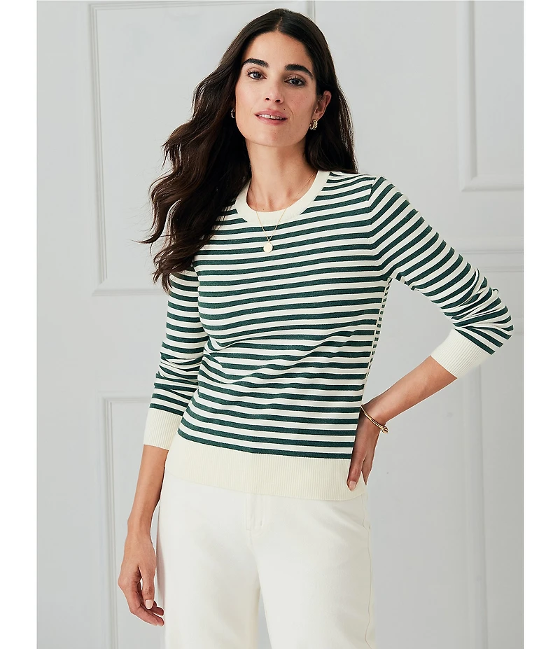 J.McLaughlin Poet Stripe Crew Neck Long Sleeve Sweater