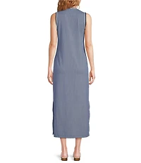 J.McLaughlin Primavera Knit Keyhole Crew Neck Sleeveless Midi Dress
