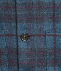 J.McLaughlin Reid Woven Wool Blend Reversible Plaid Point Collar Long Sleeve Jacket