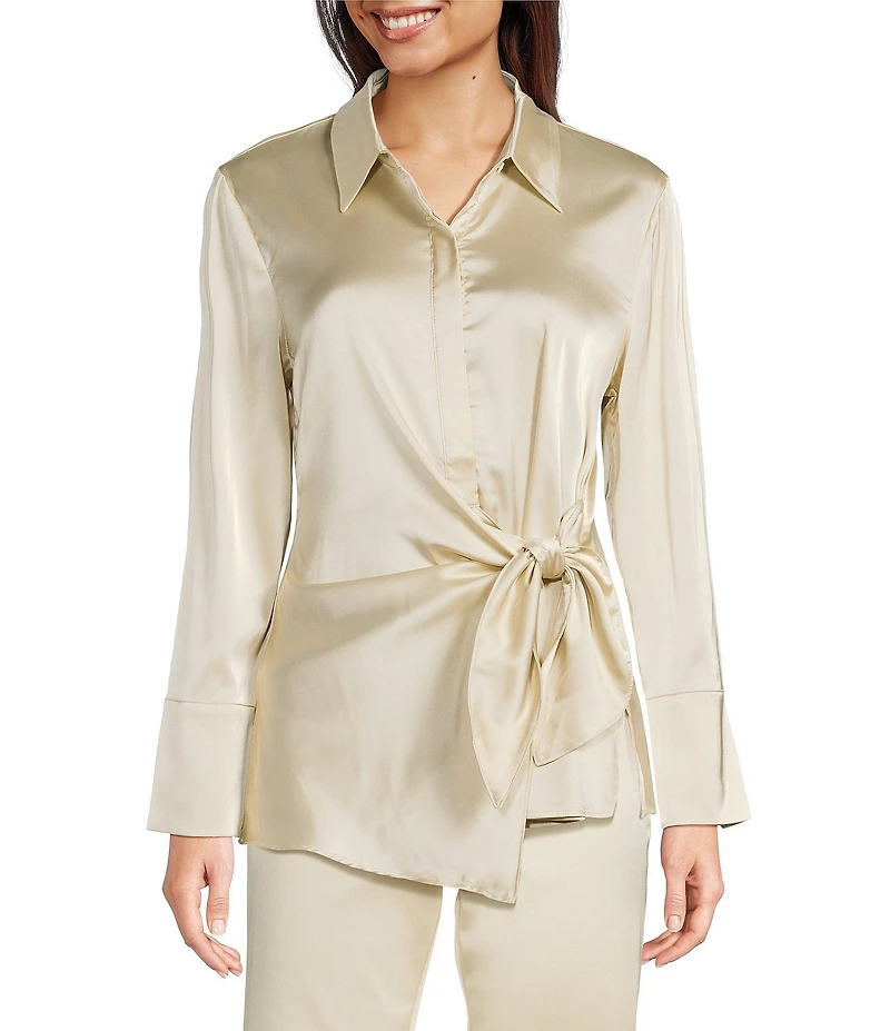 J.McLaughlin Salma Shirt Collar Tie Neck Long Sleeve Top