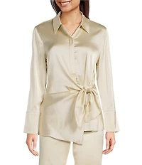 J.McLaughlin Salma Shirt Collar Tie Neck Long Sleeve Top