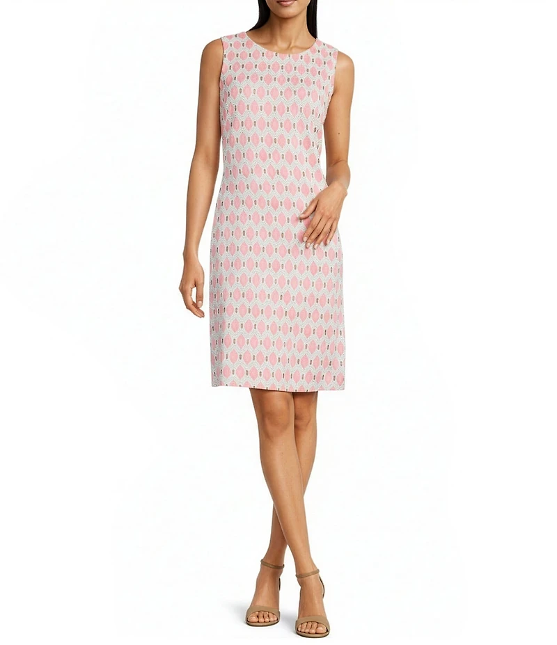 J.McLaughlin Sophia Printed Catalina Cloth Round Neck Sleeveless Sheath Dress