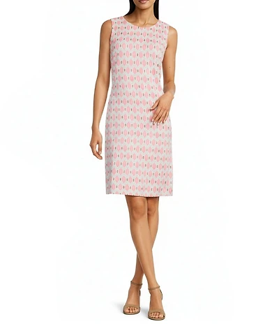 J.McLaughlin Sophia Printed Catalina Cloth Round Neck Sleeveless Sheath Dress