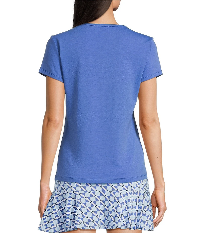 J.McLaughlin Terrine Cotton Blend Stretch V-Neck Short Sleeve Tee Shirt