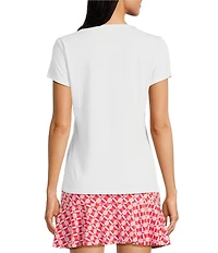 J.McLaughlin Terrine Cotton Blend Stretch V-Neck Short Sleeve Tee Shirt