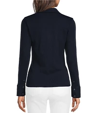 J.McLaughlin Theodora Knit Point Collar Long Sleeve Button-Front Shirt