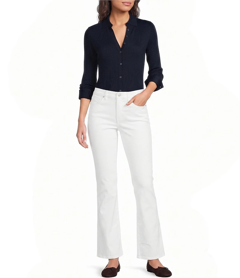 J.McLaughlin Theodora Knit Point Collar Long Sleeve Button-Front Shirt