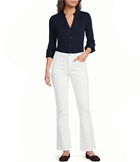 J.McLaughlin Theodora Knit Point Collar Long Sleeve Button-Front Shirt
