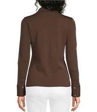 J.McLaughlin Theodora Knit Point Collar Long Sleeve Button-Front Shirt