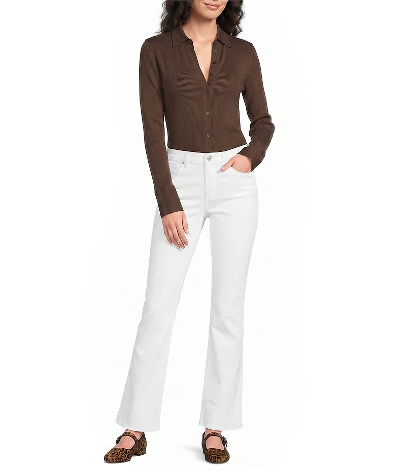 J.McLaughlin Theodora Knit Point Collar Long Sleeve Button-Front Shirt