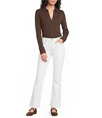 J.McLaughlin Theodora Knit Point Collar Long Sleeve Button-Front Shirt