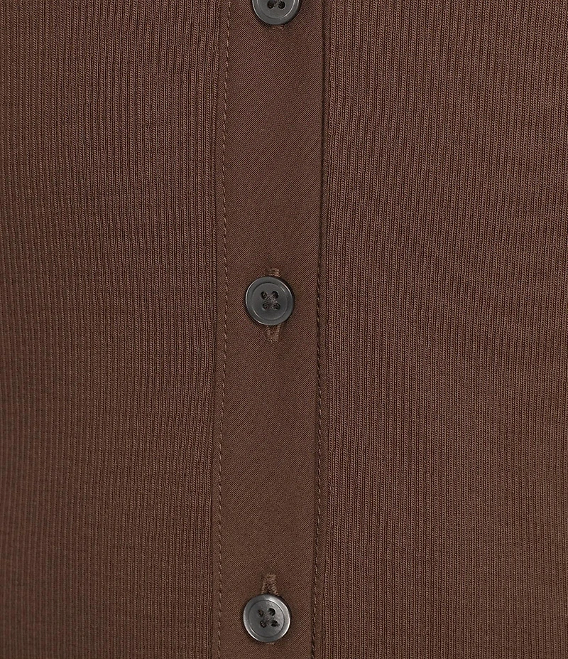 J.McLaughlin Theodora Knit Point Collar Long Sleeve Button-Front Shirt