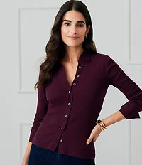 J.McLaughlin Theodora Knit Point Collar Long Sleeve Button-Front Shirt