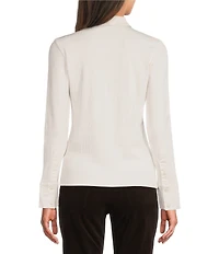 J.McLaughlin Theodora Knit Point Collar Long Sleeve Button-Front Shirt
