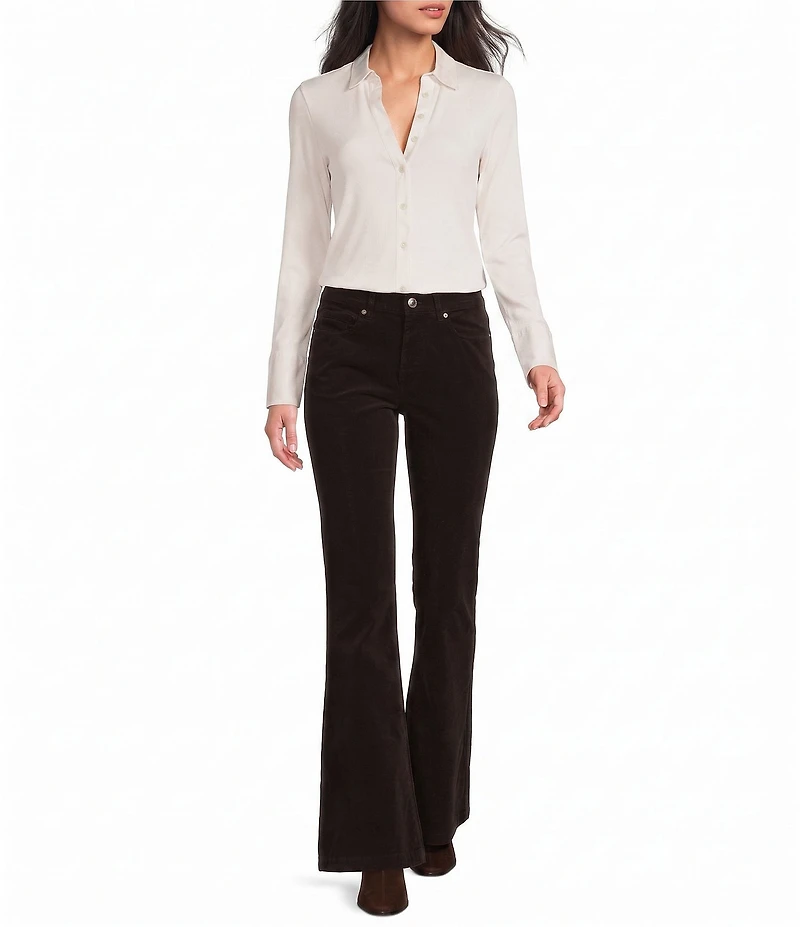 J.McLaughlin Theodora Knit Point Collar Long Sleeve Button-Front Shirt