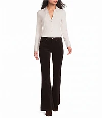 J.McLaughlin Theodora Knit Point Collar Long Sleeve Button-Front Shirt