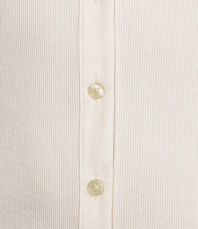 J.McLaughlin Theodora Knit Point Collar Long Sleeve Button-Front Shirt