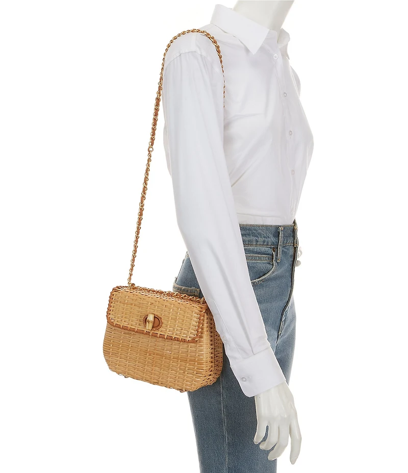 J.McLaughlin Waverly Wicker Convertible Leather Chain Crossbody Bag