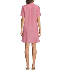 J.McLaughlin Wellesley Linen Shirt Collar Short Sleeve Shift Dress