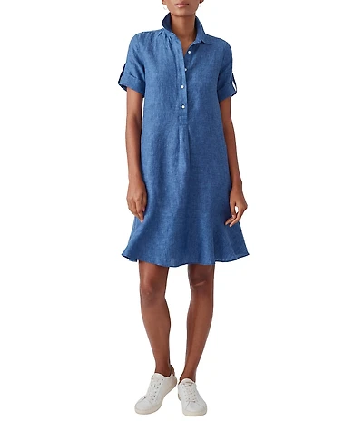 J.McLaughlin Wellesley Solid Denim Point Collar Dress