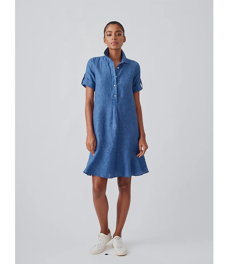 J.McLaughlin Wellesley Solid Denim Point Collar Dress