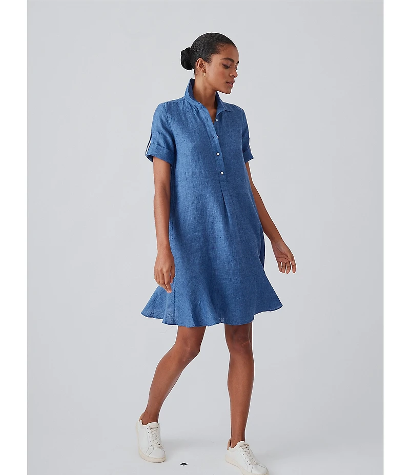 J.McLaughlin Wellesley Solid Denim Point Collar Dress