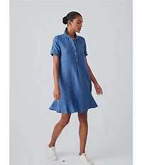 J.McLaughlin Wellesley Solid Denim Point Collar Dress