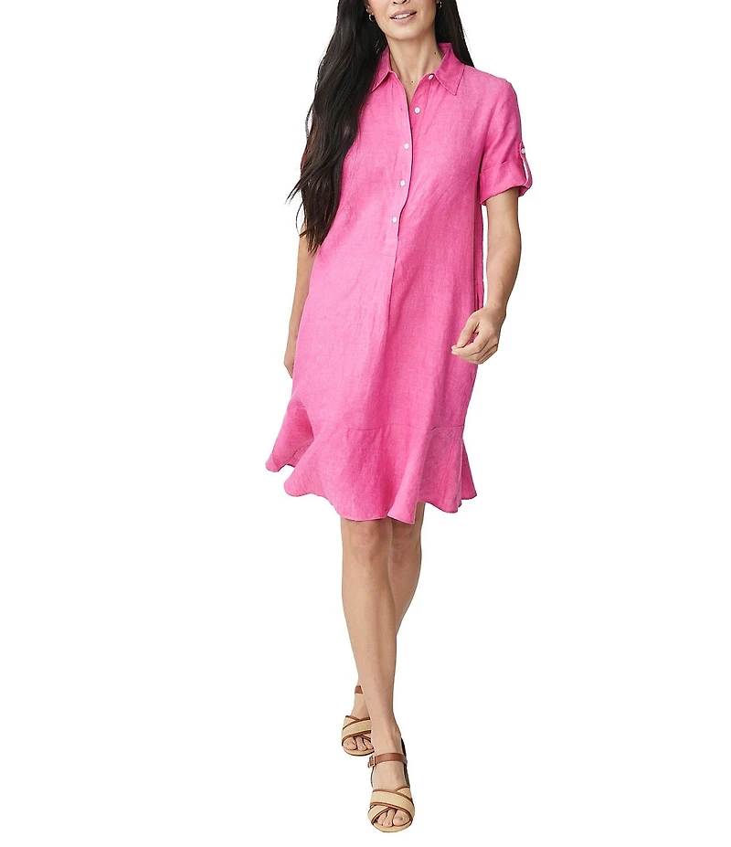 J.McLaughlin Wellesley Solid Denim Point Collar Dress