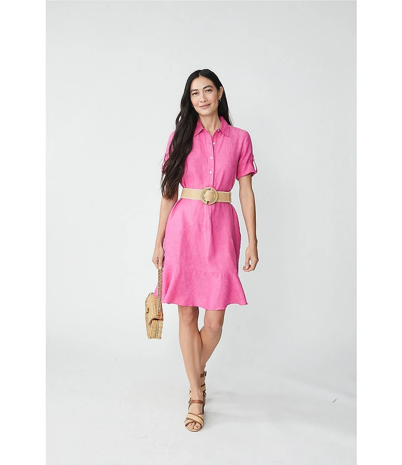 J.McLaughlin Wellesley Solid Denim Point Collar Dress
