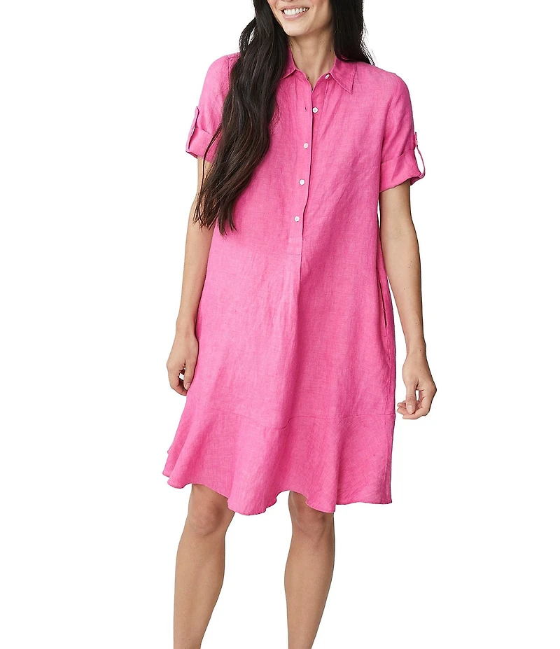 J.McLaughlin Wellesley Solid Denim Point Collar Dress