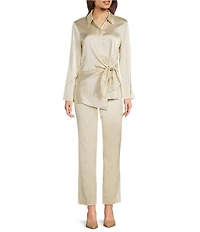 J.McLaughlin Woven Satin Mid Rise Tapered Pants