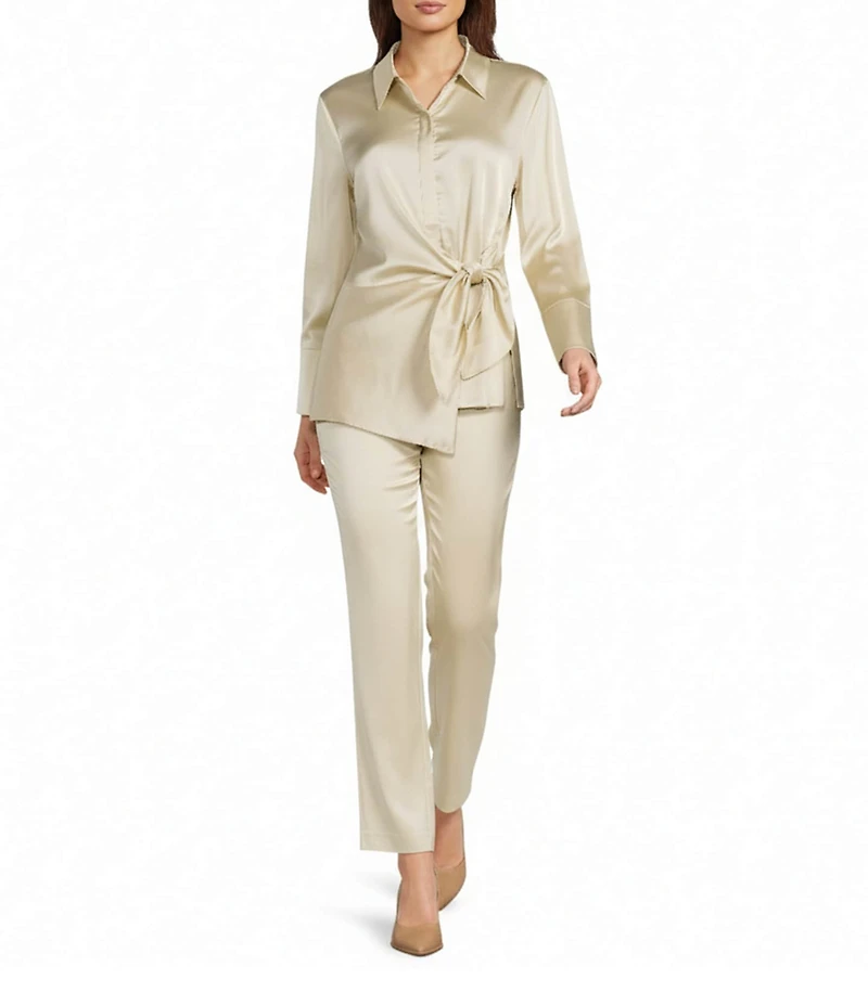 J.McLaughlin Woven Satin Mid Rise Tapered Pants