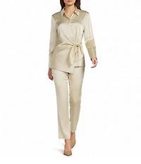 J.McLaughlin Woven Satin Mid Rise Tapered Pants