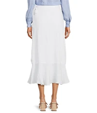 J.McLaughlin Zia Refined Linen Ruffle Wrap Midi Skirt